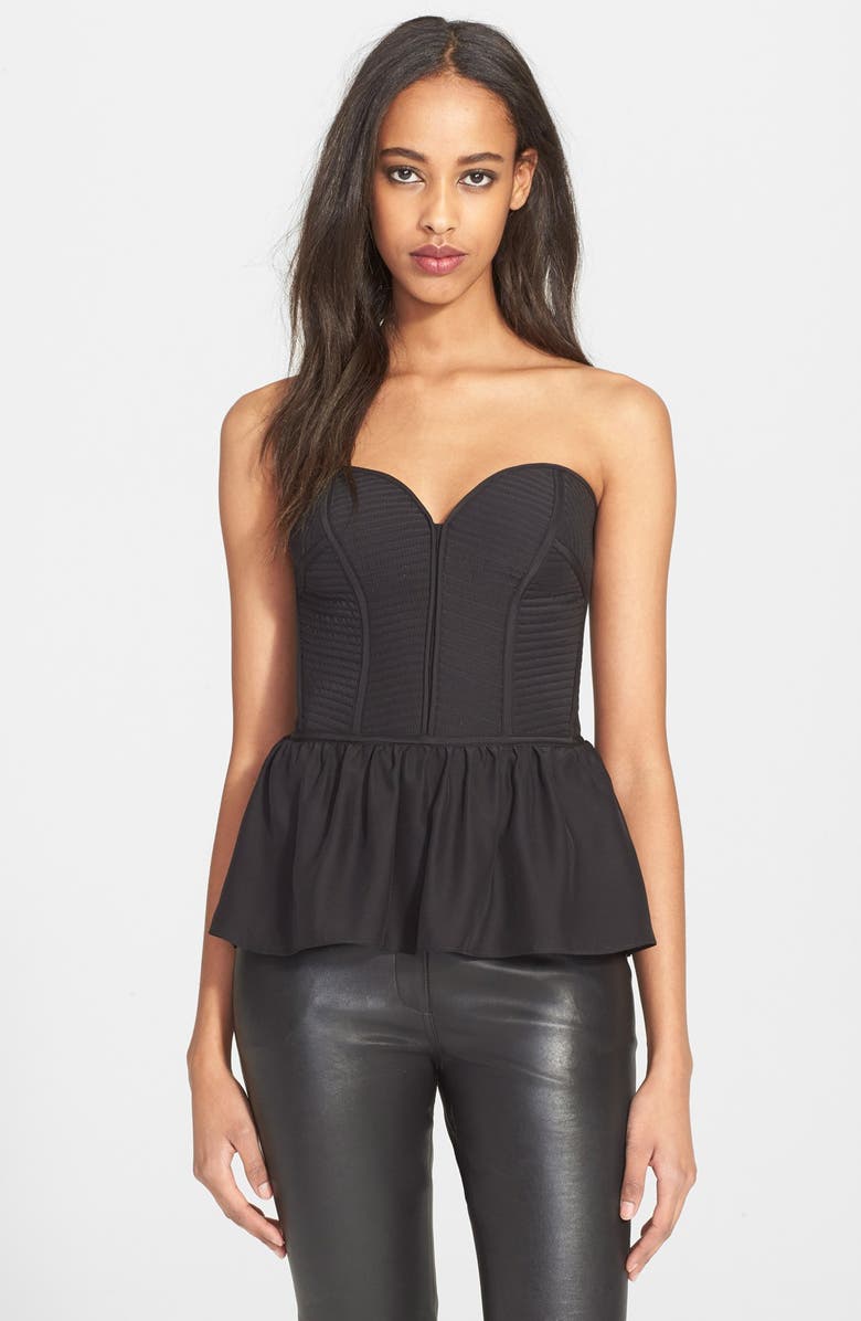 Parker 'Penelope' Silk Peplum Bustier Top, Main, color,