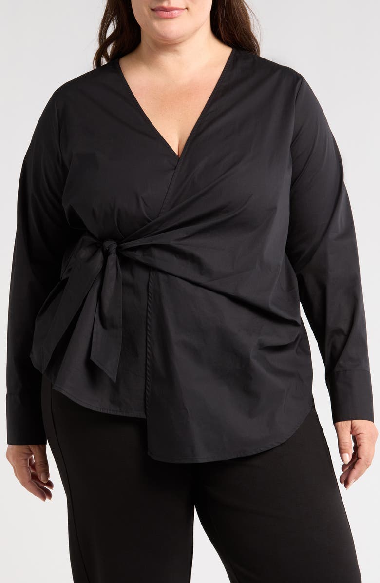 Universal Standard Front Wrap Poplin Shirt, Main, color,