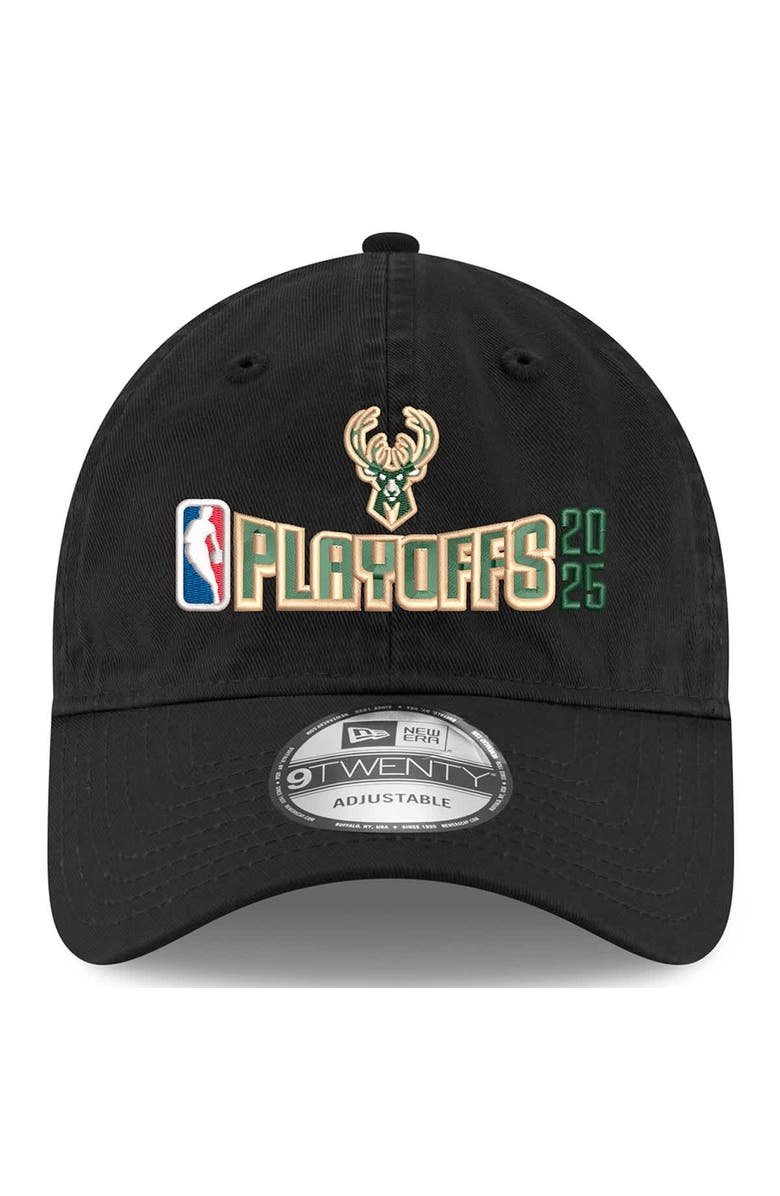 New Era Men's New Era Black Milwaukee Bucks 2025 NBA Playoffs 9TWENTY Adjustable Hat, Alternate, color, 