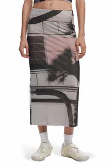 Desigual Abstract Print Mesh Midi Skirt