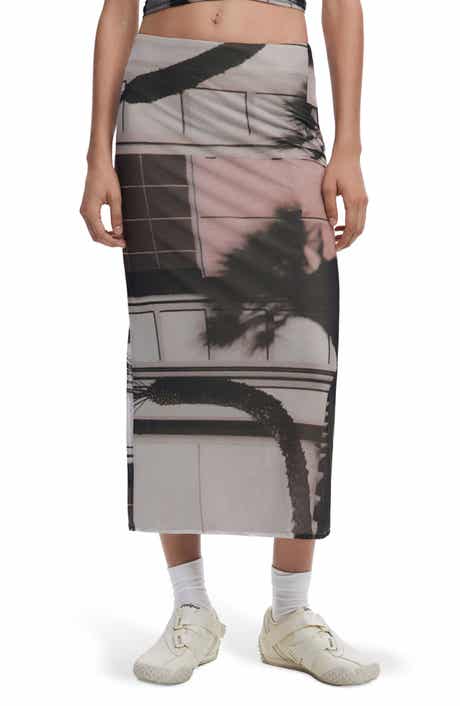 Desigual Abstract Print Mesh Midi Skirt