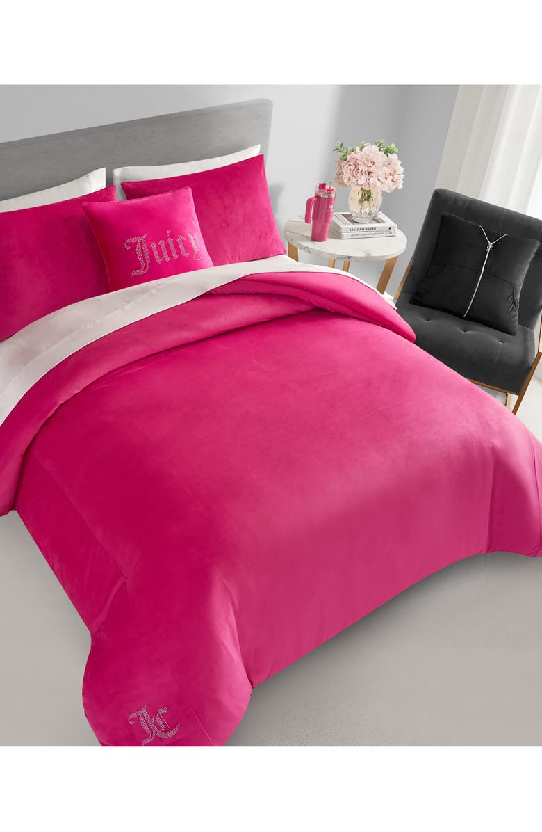 Juicy Couture Pink Velour Comforter Set, Alternate, color, 