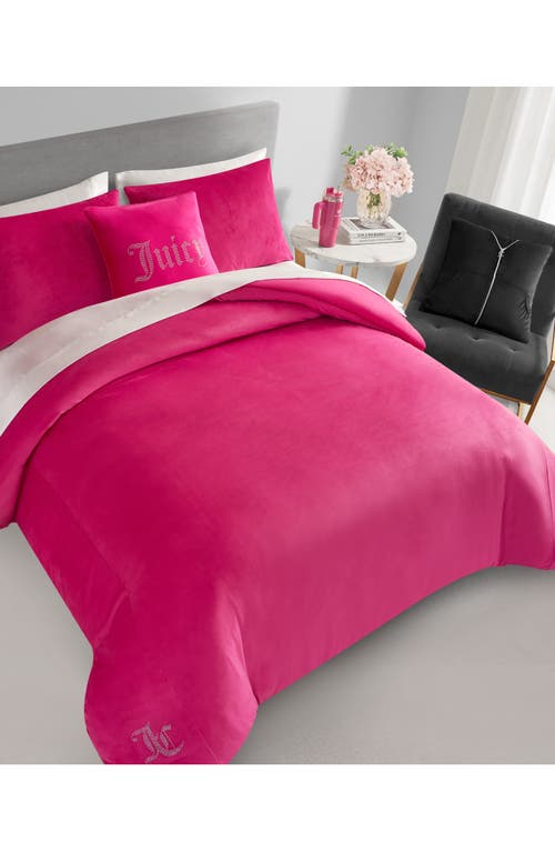 Juicy Couture Pink Velour Comforter Set In Hot Pink