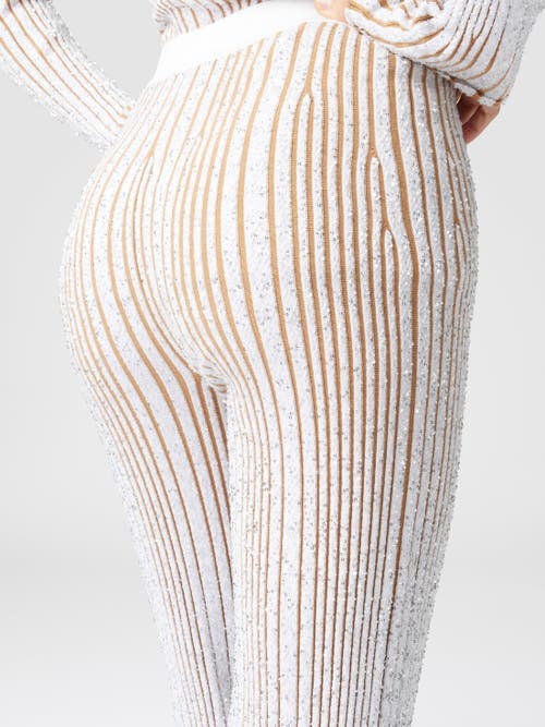 MISSONI MISSONI RIBBED STRETCH FLARED TROUSERS WITH SEQUINS 