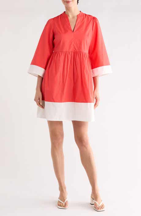 Vince Camuto Border Trim Cotton Fit & Flare Dress