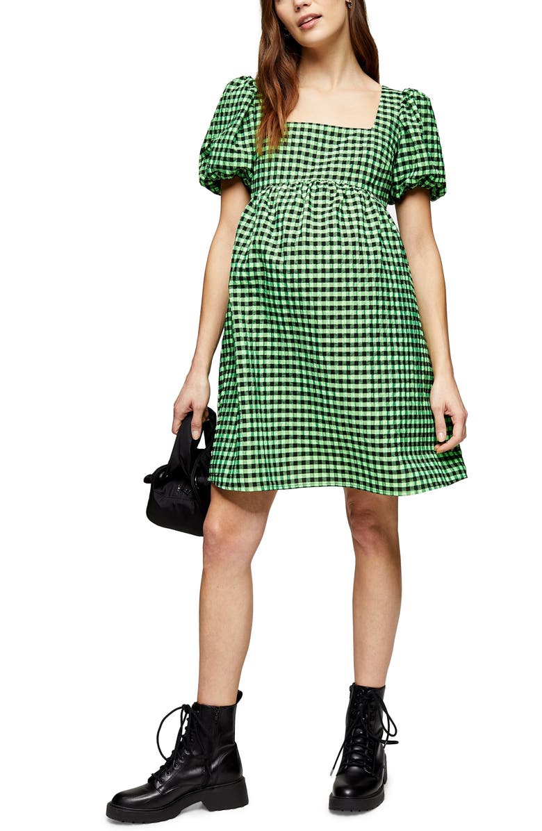Topshop Gingham Maternity Minidress, Main, color,