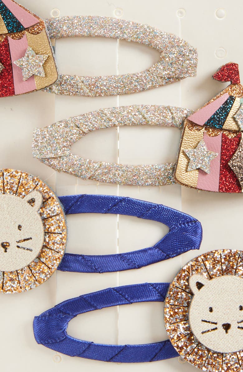 Mimi & Lula Circus & Lion 4-Piece Clic Clac Hair Clips, Alternate, color, Gold