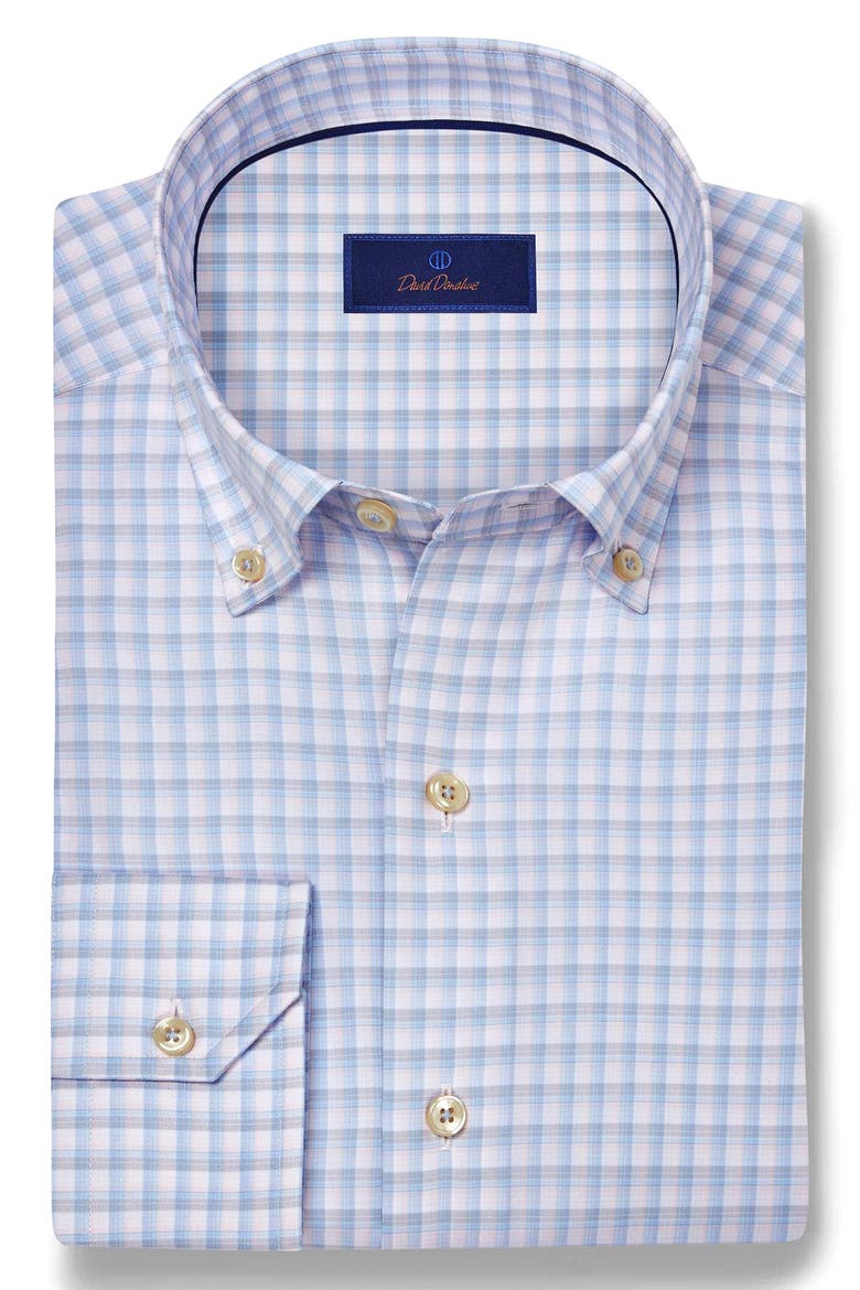 Twill Check Cotton Sport Shirt, Alternate, color, PINK/ SKY
