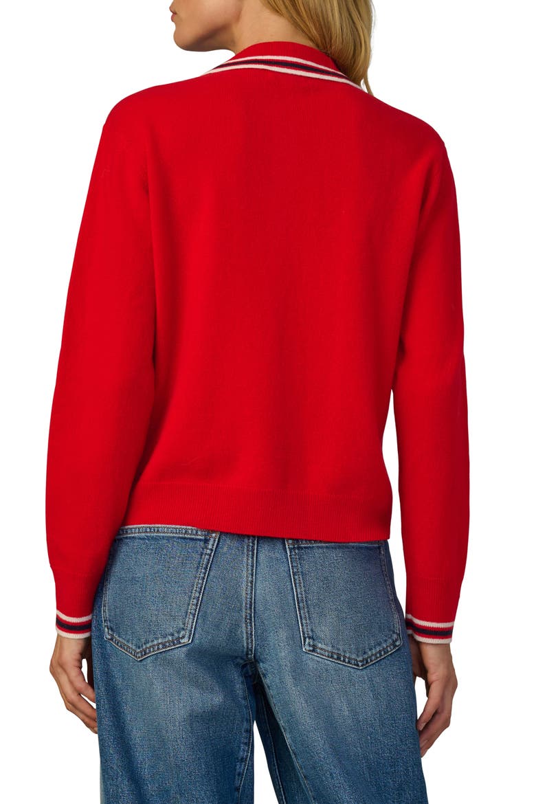 Tipped Cashmere Polo Sweater, Alternate, color, CHERRY RED