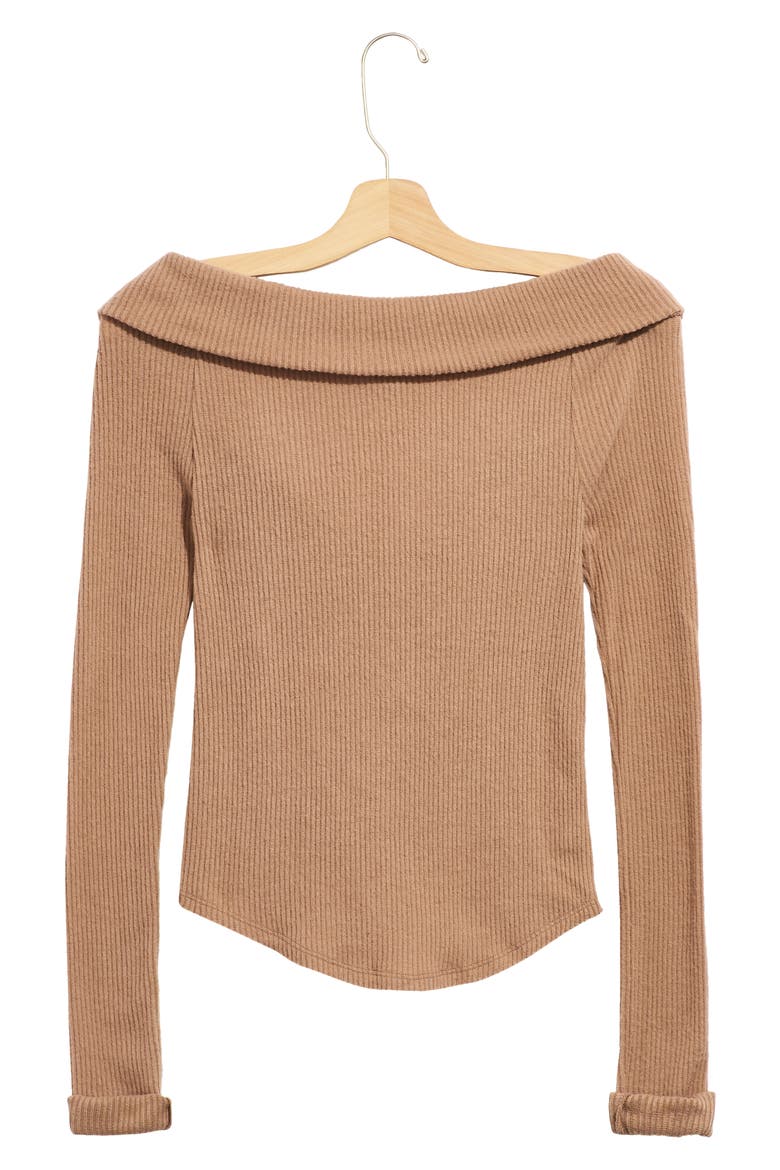 Hot Stuff Rib V-Neck Top, Alternate, color, VINTAGE BRONZE