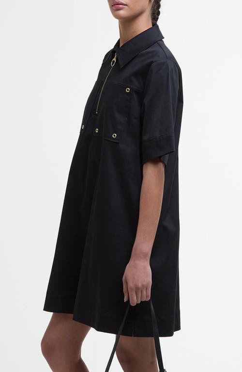 Barbour Ettie Stretch Cotton Sateen Tunic Minidress In Black