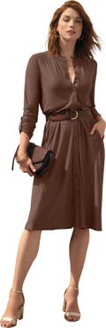 Jessica London ¾ Sleeve A Line Shirt Dress