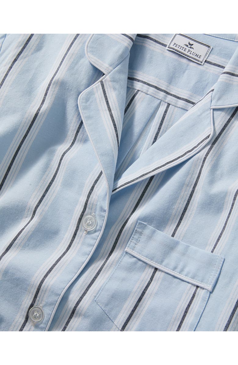 Petite Plume Coastal Stripe Cotton Twill Short Pajamas, Alternate, color, Blue