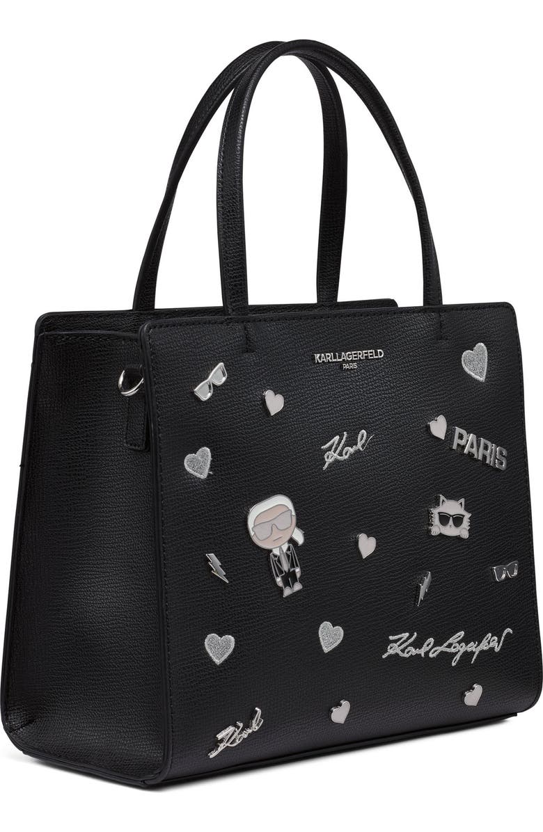 KARL LAGERFELD PARIS Maybelle Satchel, Alternate, color, Black Shimmer