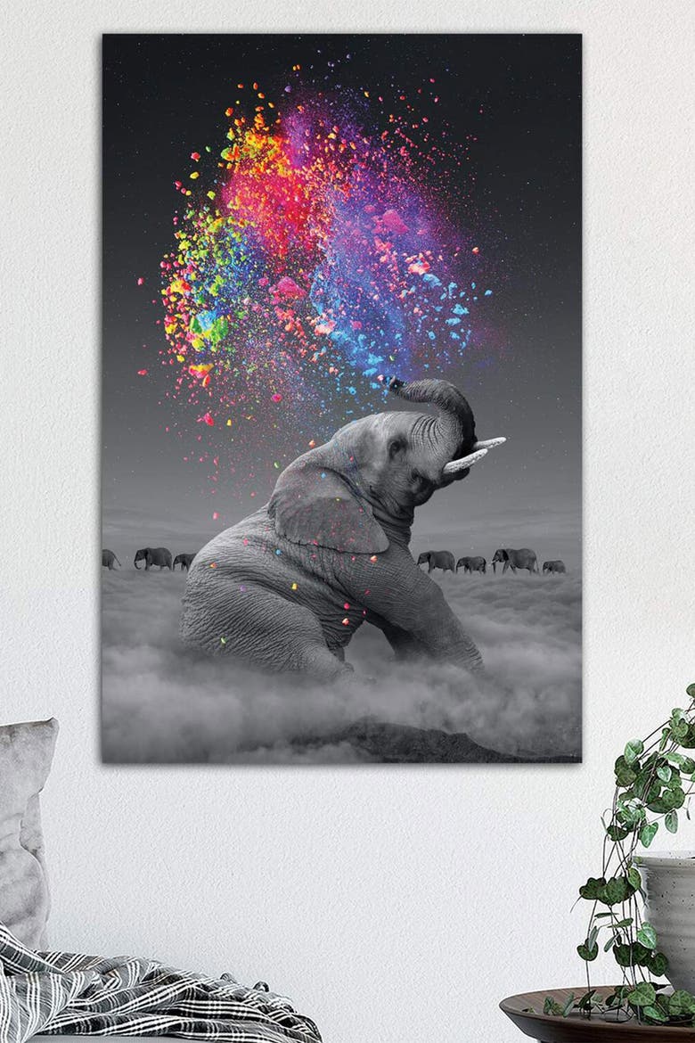 Elephant - Color Explosion by Soaring Anchor Designs Canvas Wall Art - 12" x 18", Alternate, color, MULTI