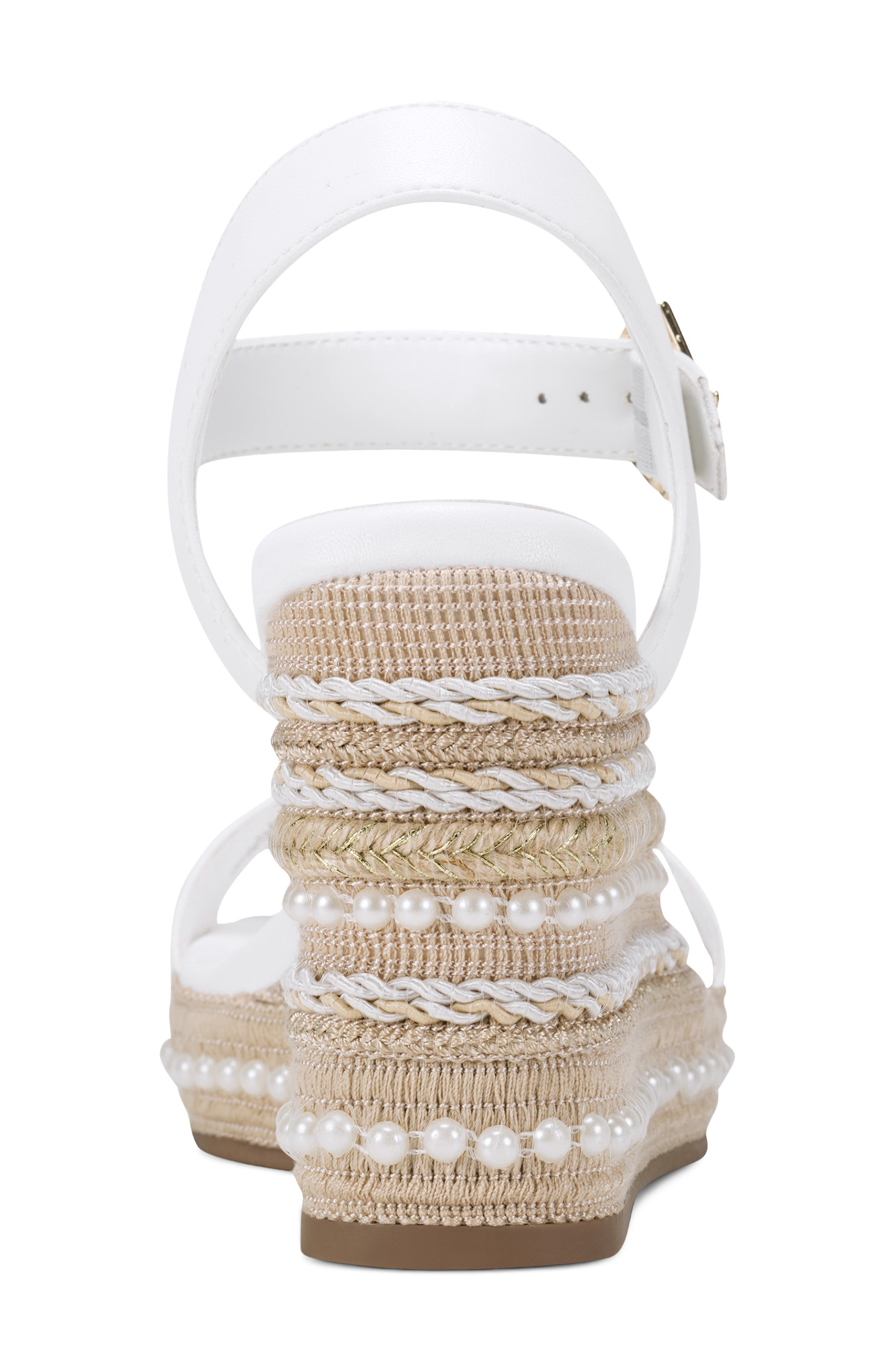 KARL LAGERFELD PARIS Calzona Embellished Espadrille Wedge Sandal, Alternate, color, Bright White