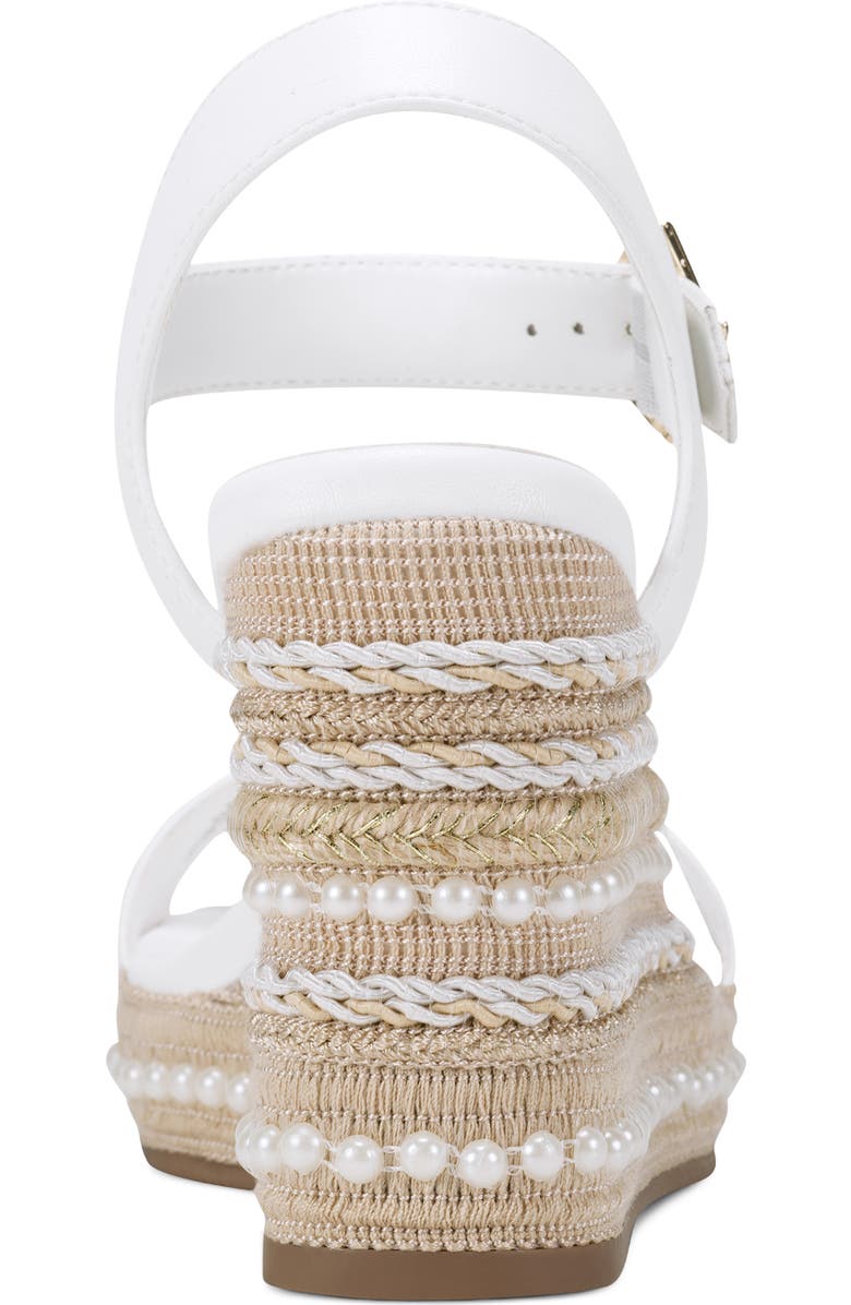 KARL LAGERFELD PARIS Calzona Embellished Espadrille Wedge Sandal, Alternate, color, Bright White