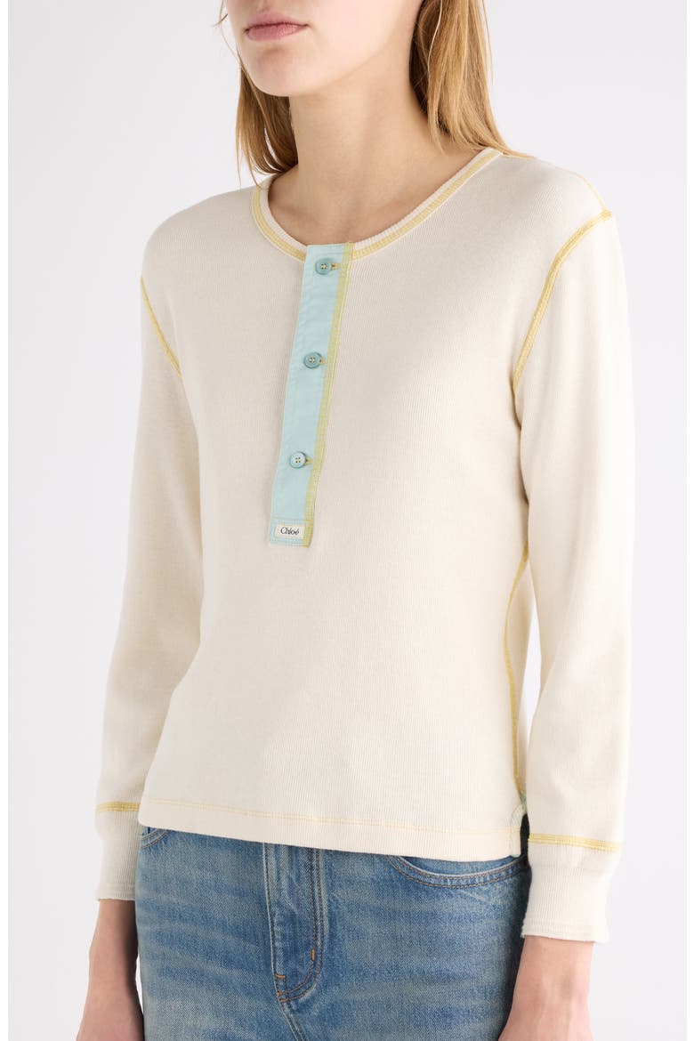 Colorblock Long Sleeve Flatlock Rib Jersey Henley T-Shirt, Alternate, color, NATURAL WHITE