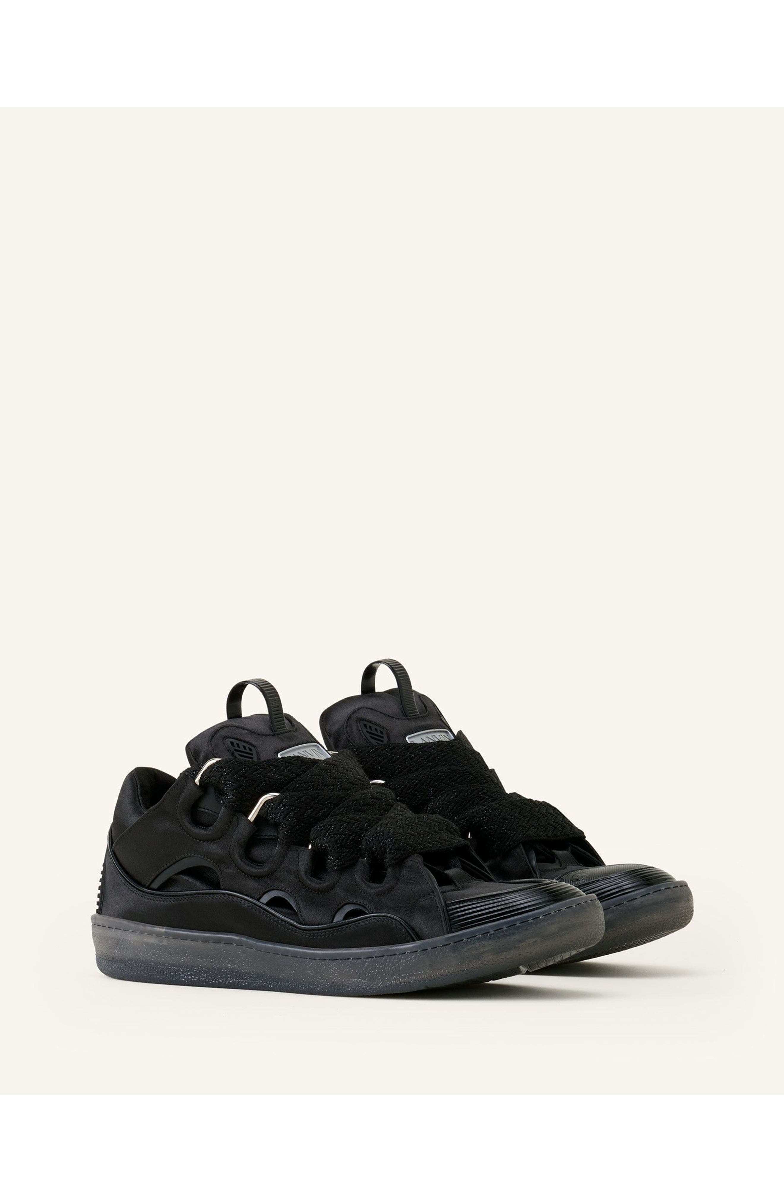 Lanvin Curb Sneakers In Satin, Alternate, color, Black
