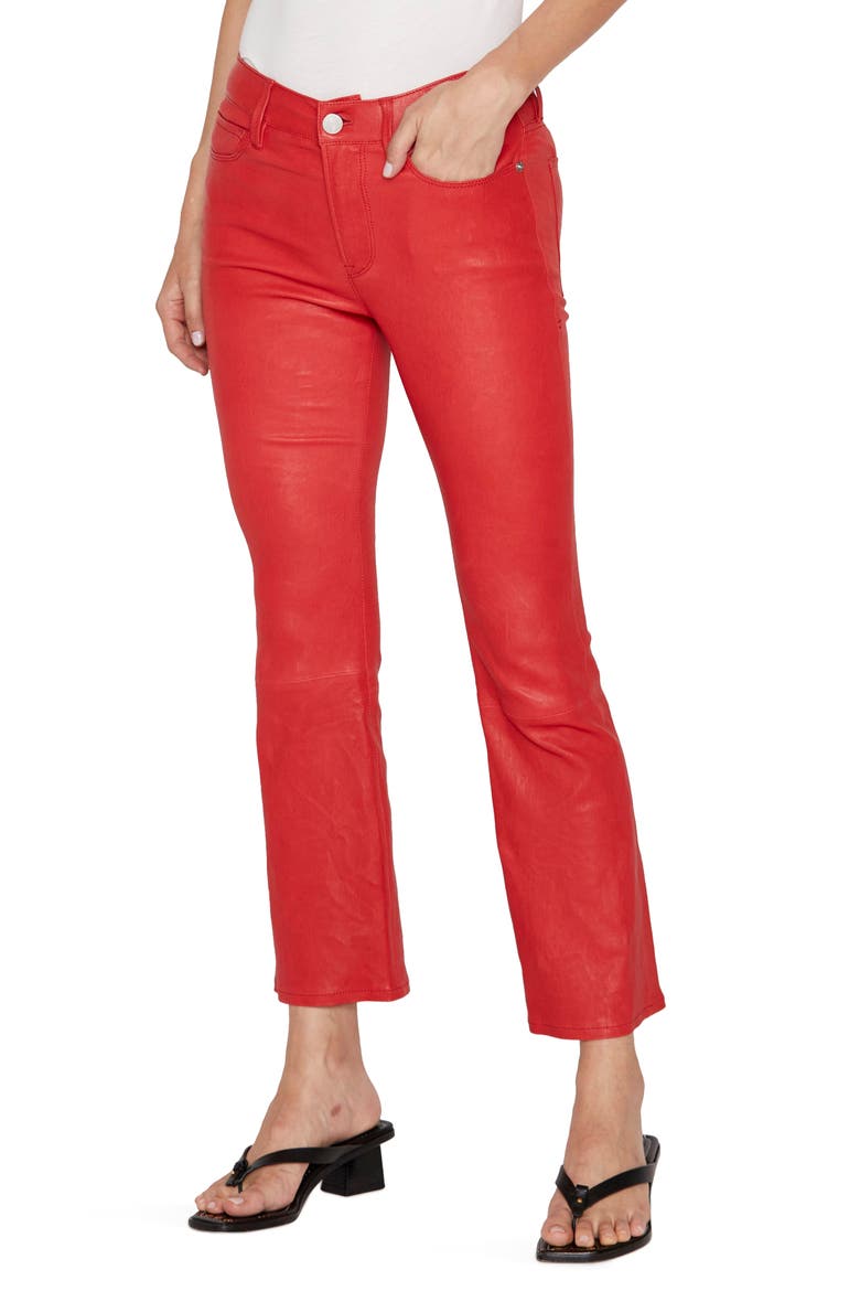 Le Crop Mini Leather Cropped Pants, Alternate, color, GARNET