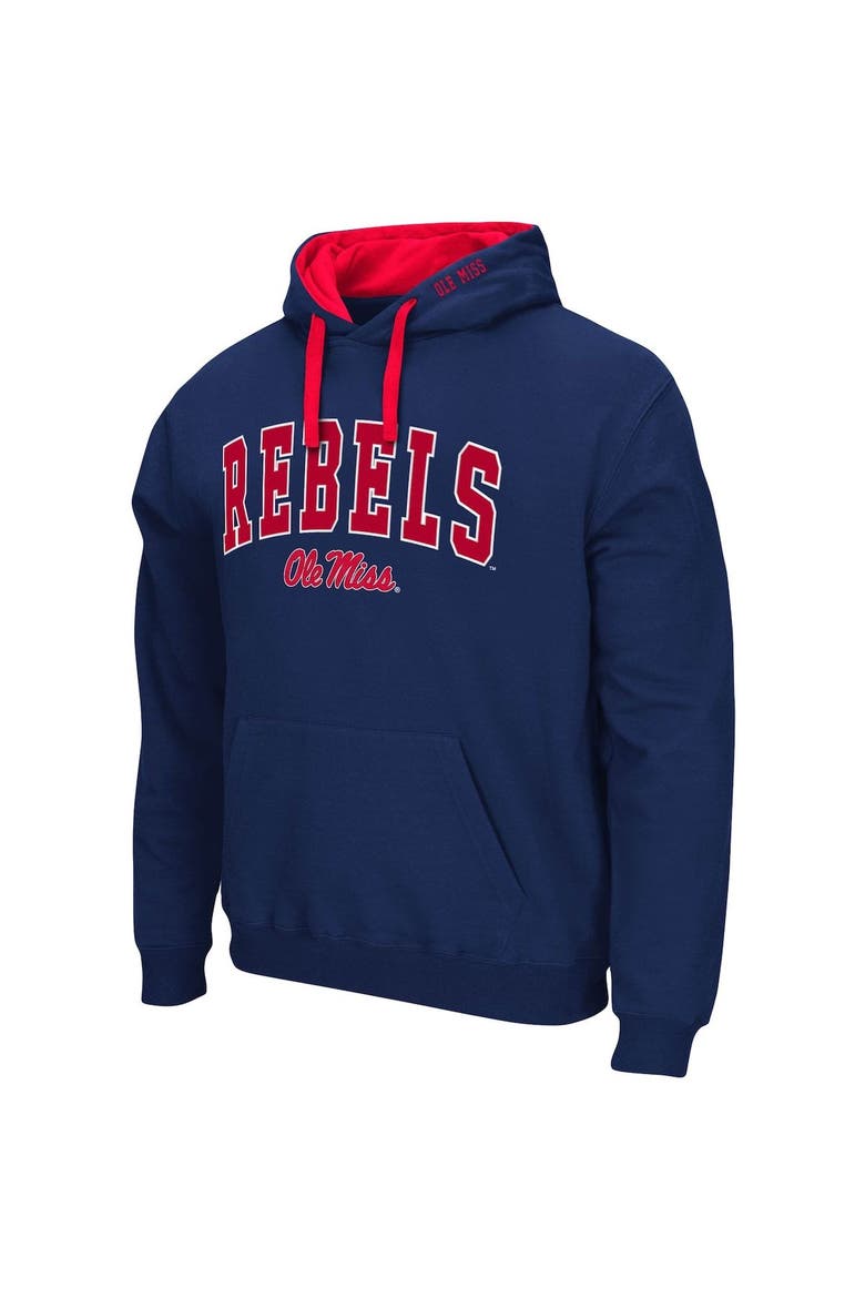 Men's Colosseum Navy Ole Miss Rebels Big & Tall Arch & Logo 2.0 Pullover Hoodie, Alternate, color, Navy