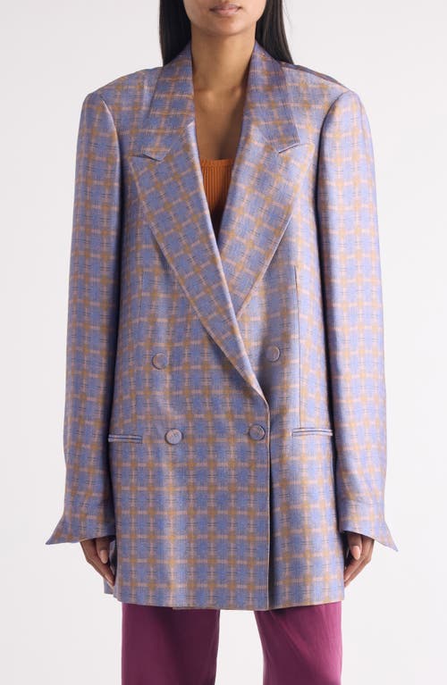 Dries Van Noten Blink Spray Check Oversize Blazer In Purple