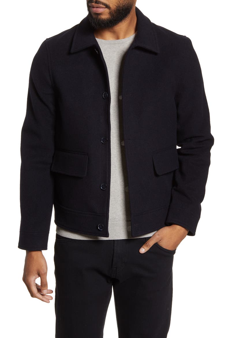 Wool & Cashmere Bomber Jacket, Main, color, NAVY