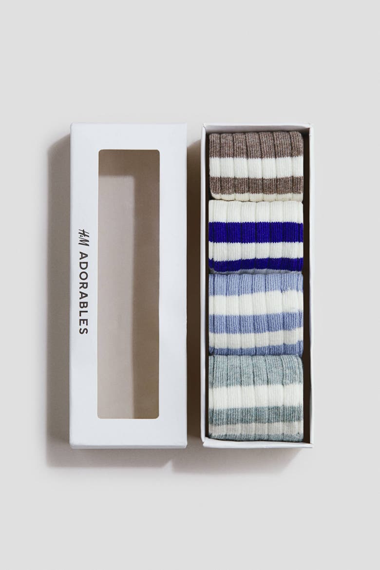 4-pack Ribbed Socks, Alternate, color, Light blue/turquoise