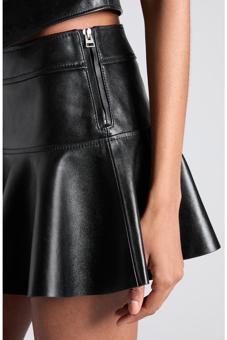 Shiny Plongé Leather Miniskirt, Alternate, color, BLACK