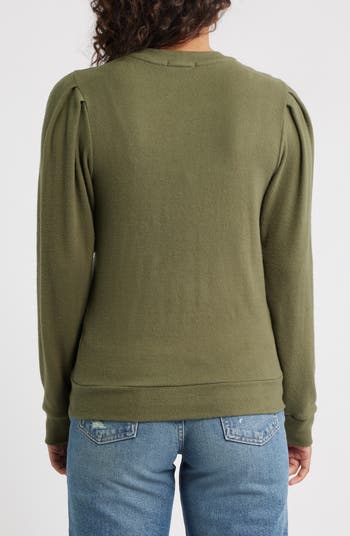 Pleated Long Sleeve Brushed Jersey Top