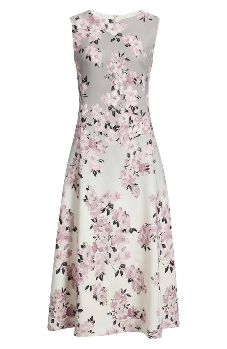 Anne Klein Floral Print Sleeveless Midi Dress, Alternate, color, White Dove Multi