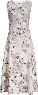 Anne Klein Floral Print Sleeveless Midi Dress