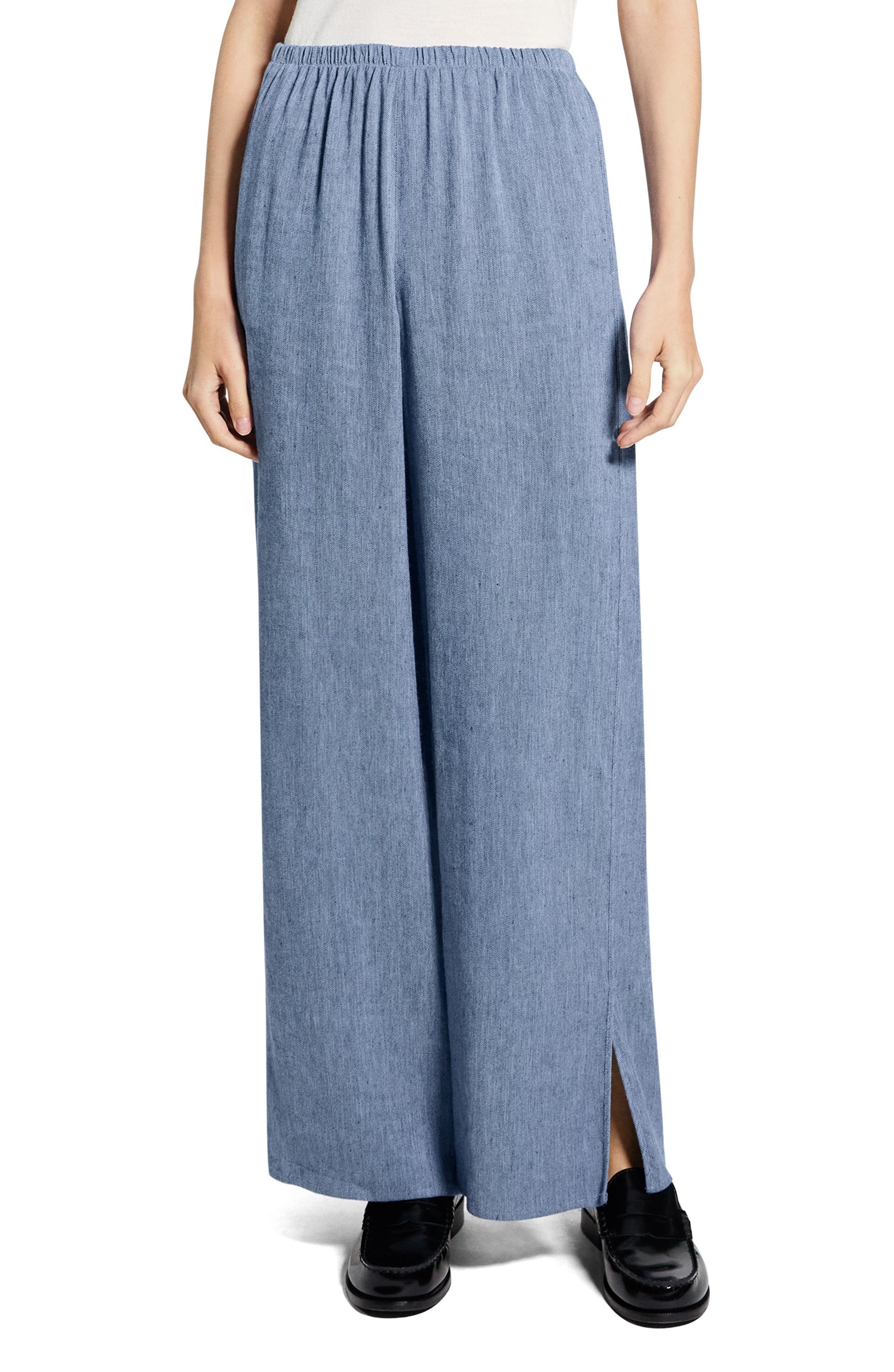 Slit Hem Wide Leg Pants
