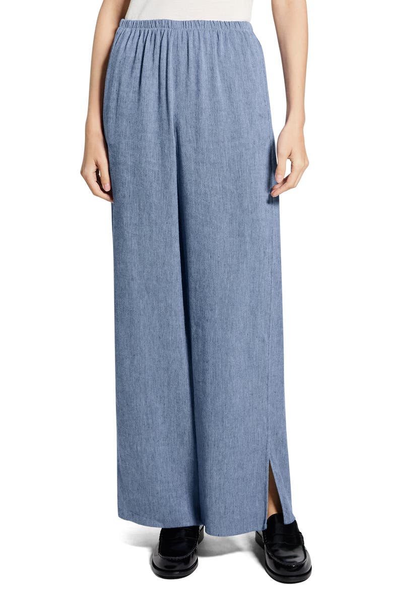 Theory Slit Hem Wide Leg Pants, Main, color, Light Denim