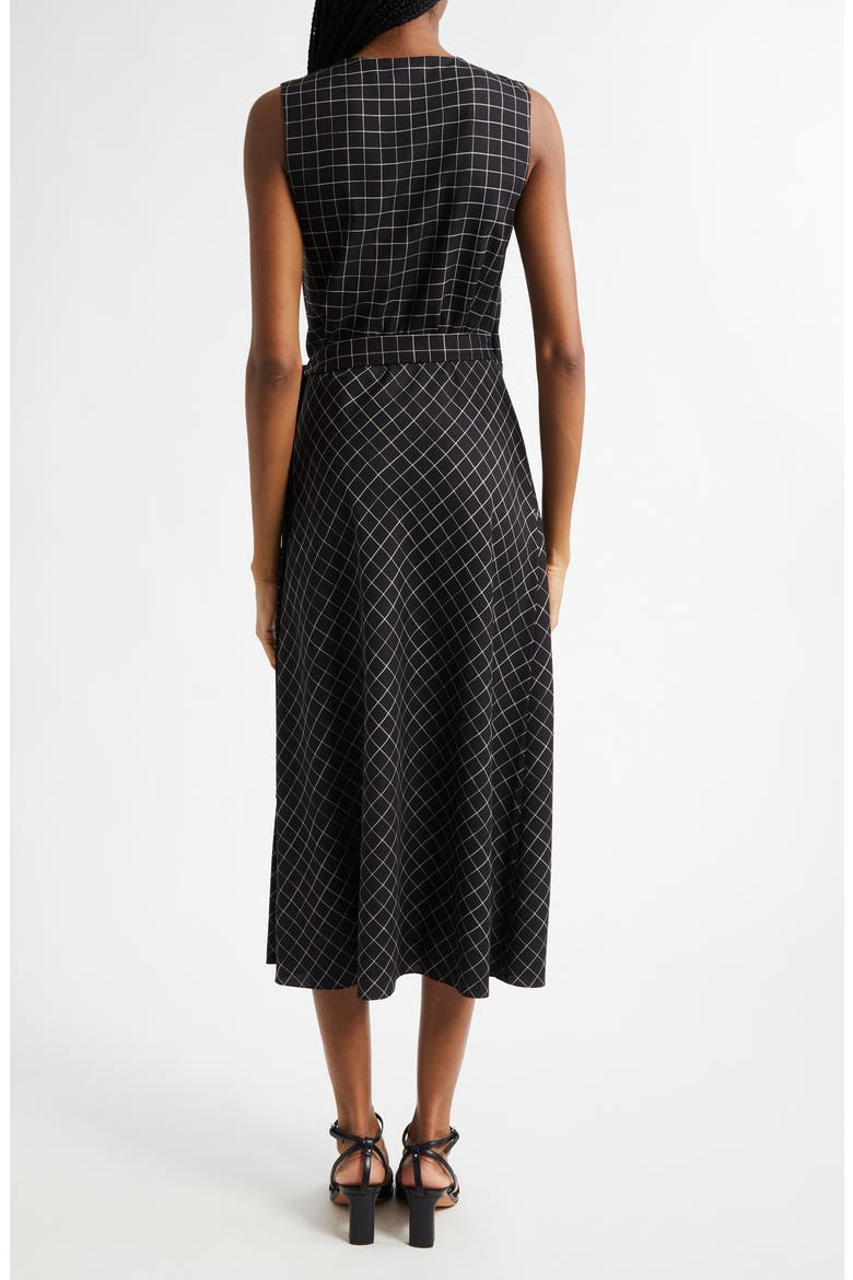 Trellis Plaid Sleeveless Midi Wrap Dress, Alternate, color, BLACK/ CREAM