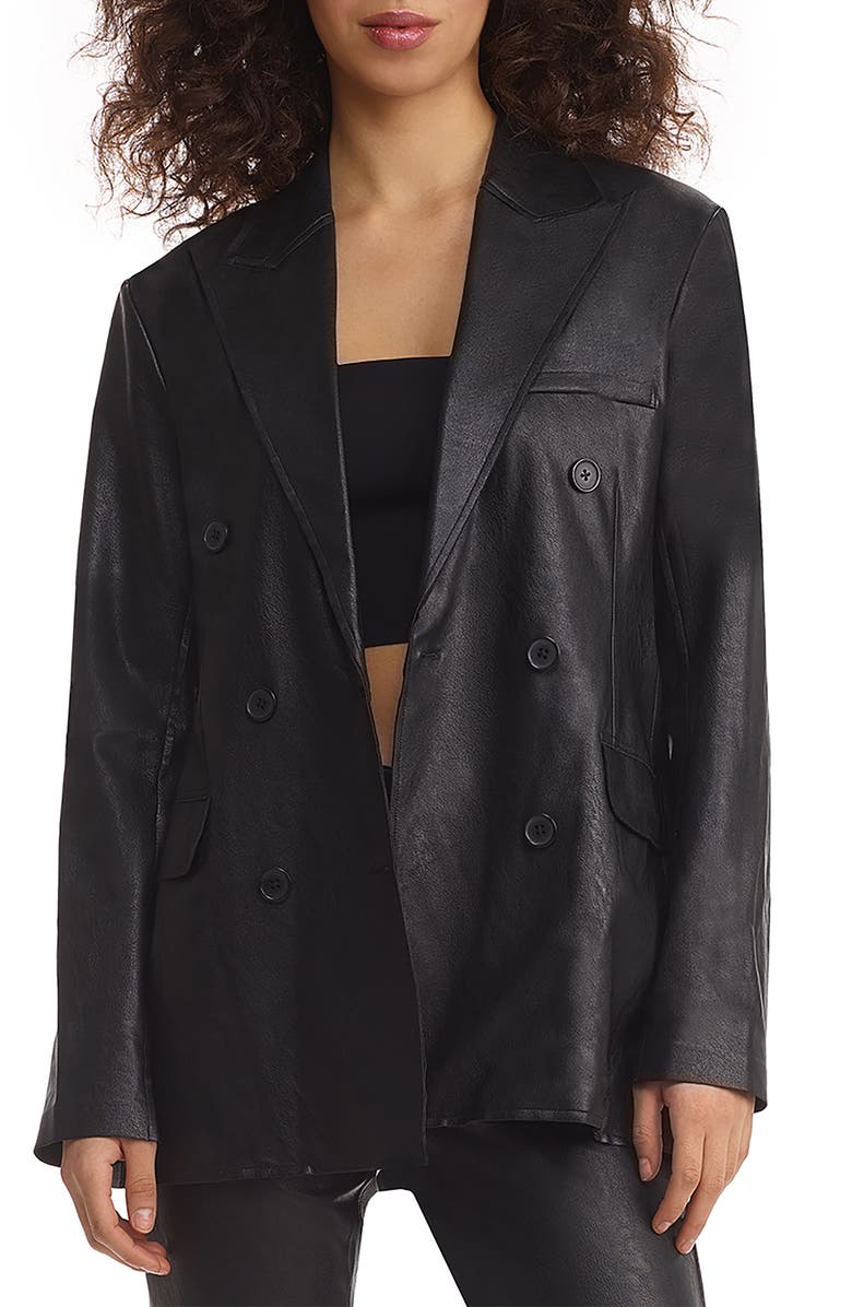 Commando Oversize Double Breasted Faux Leather Blazer, Main, color,