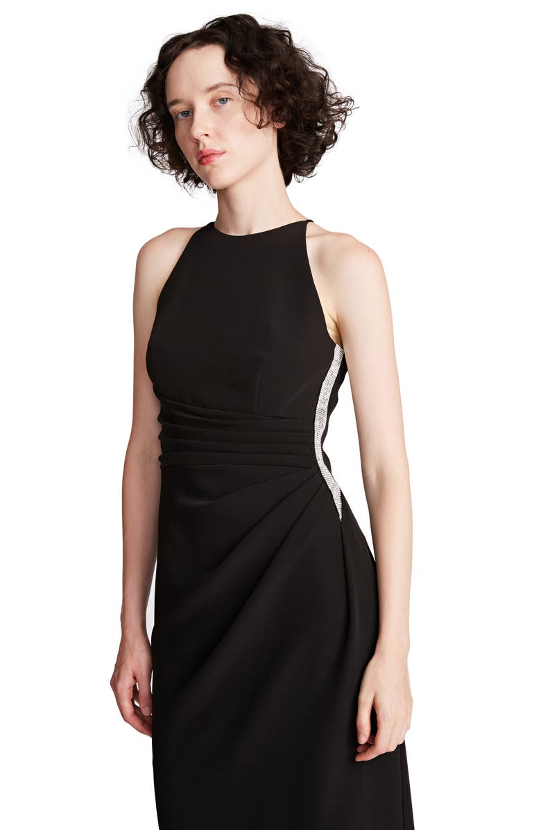 HALSTON Annika Crystal Detail Halter Neck Stretch Crepe Sheath Gown, Alternate, color, 