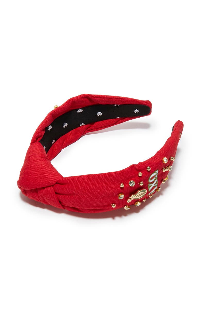 Lele Sadoughi Alpha Chi Omega Knotted Headband, Main, color, Scarlet 600