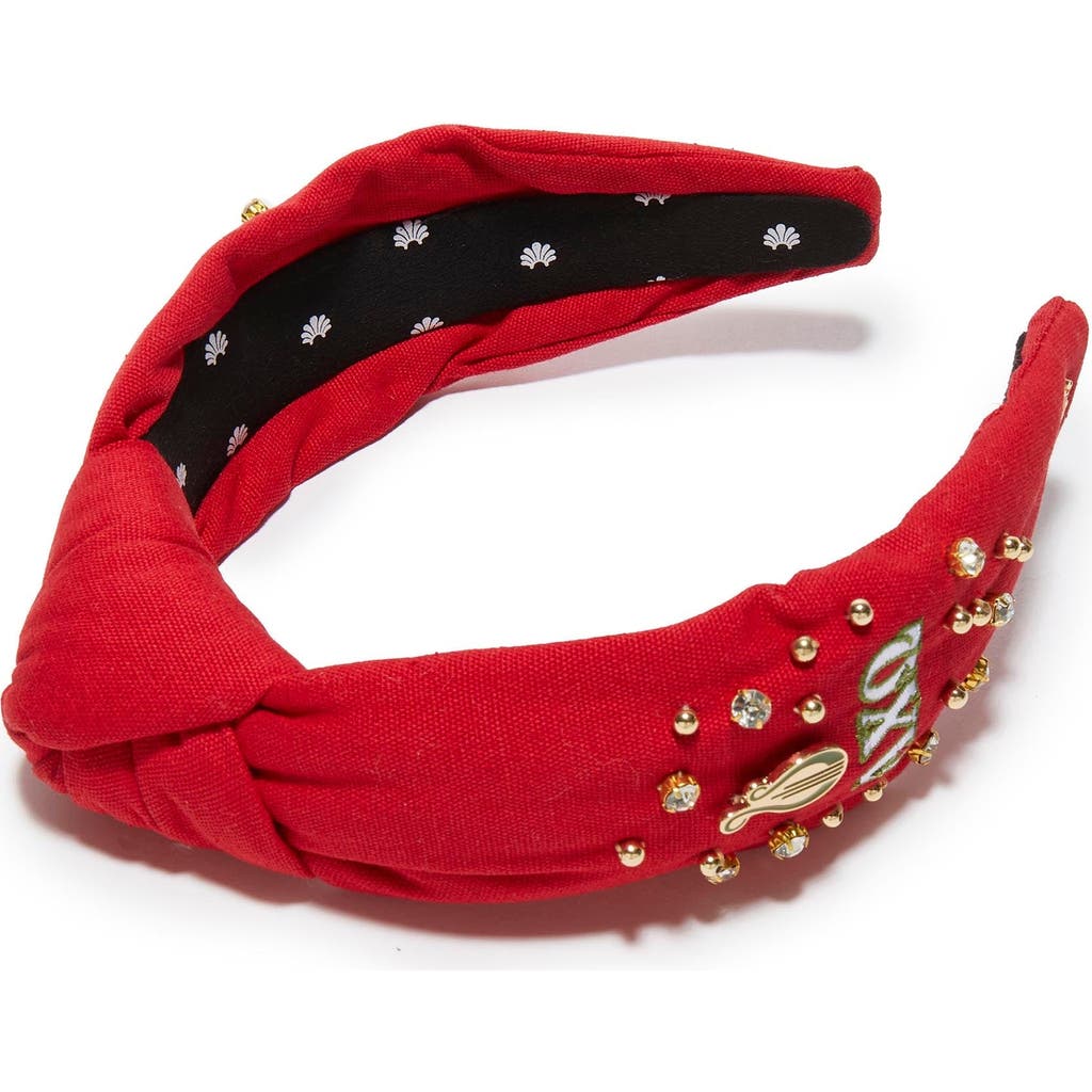 Lele Sadoughi Alpha Chi Omega Knotted Headband In Red