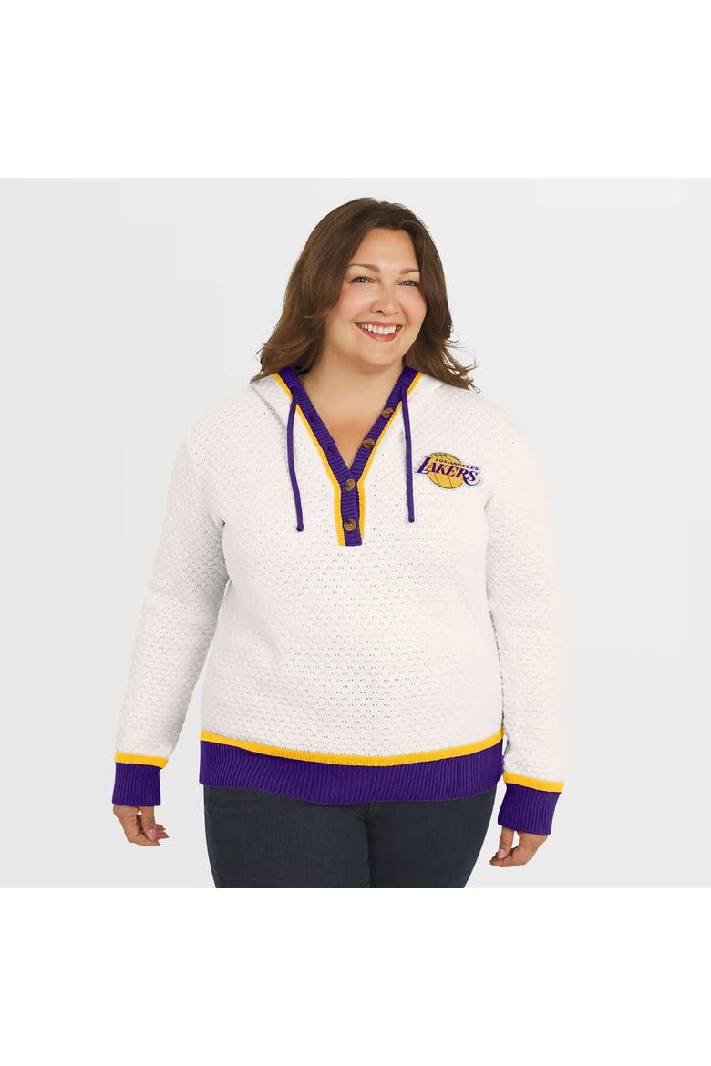 Women's WEAR by Erin Andrews Cream Los Angeles Lakers Plus Size Hoodie Sweater, Alternate, color, Cream