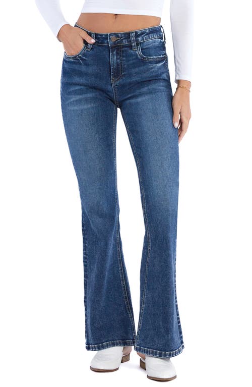 Hint Of Blu Mid Rise Flare Jeans In Victorian Blue
