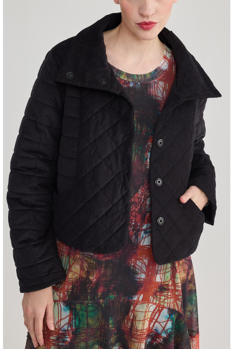 Fleur Quilted Velvet Jacket, Alternate, color, Black
