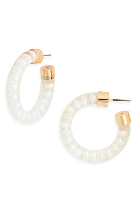 Resin Beaded Hoop Earrings