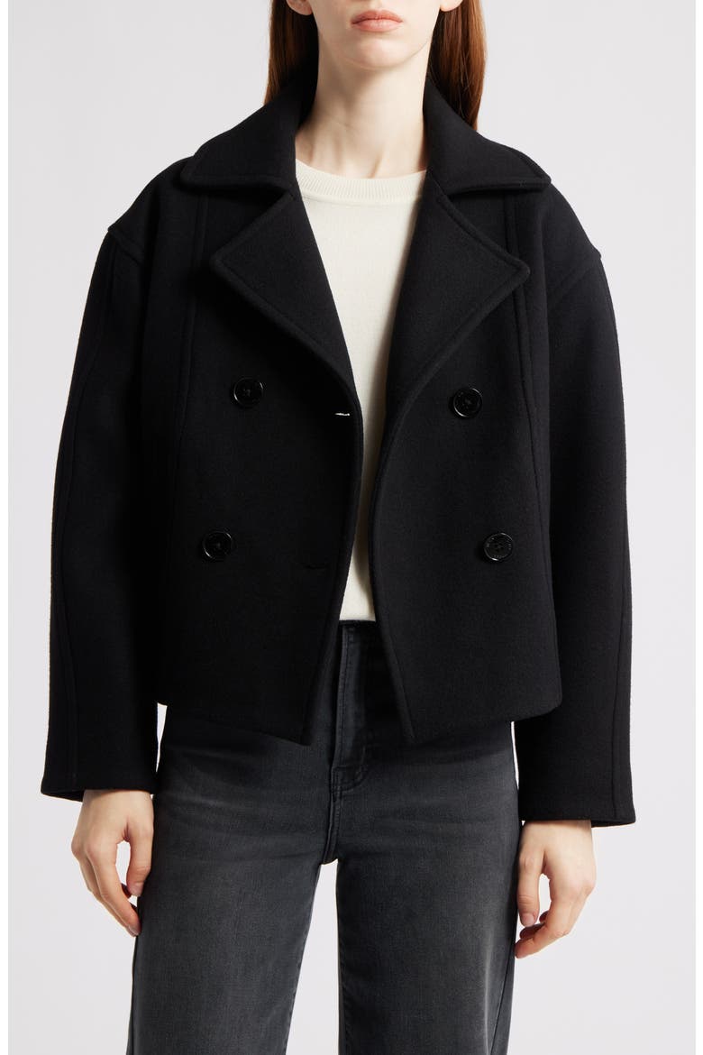 Drop Shoulder Oversize Crop Coat, Alternate, color, BLACK