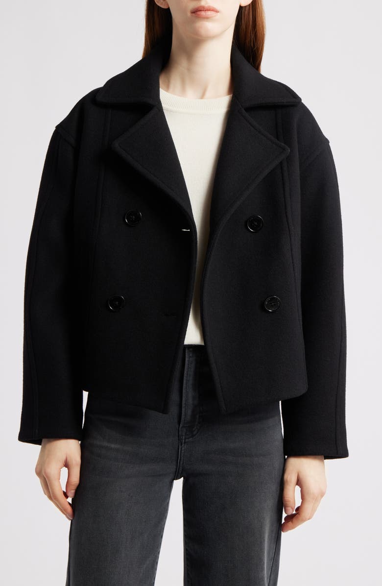 Michael Kors Drop Shoulder Oversize Crop Coat, Alternate, color, Black