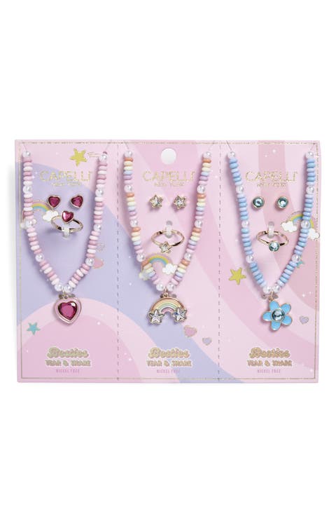 Kids' 9-Piece BFF Earring, Ring & Necklace Set