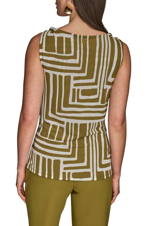 Donna Karan New York Twist Strap Ruched Tank In Green