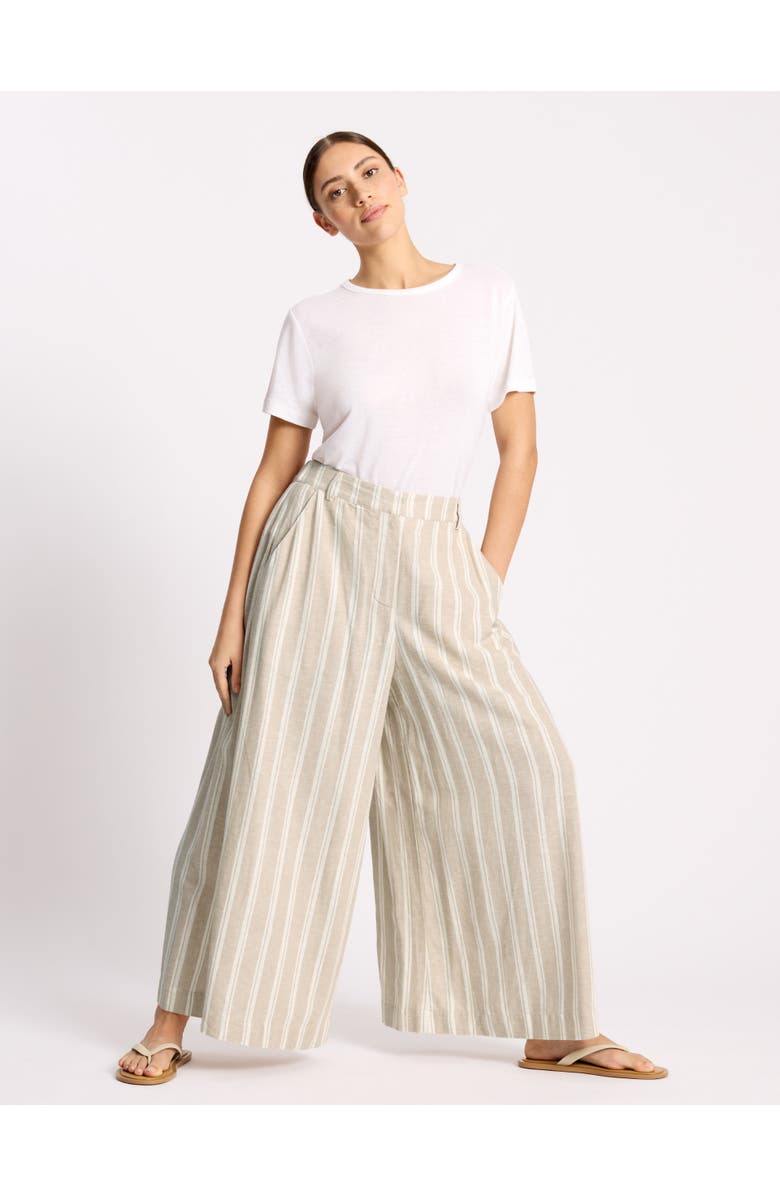 Albaray Linen Stripe Culotte, Alternate, color, Cream