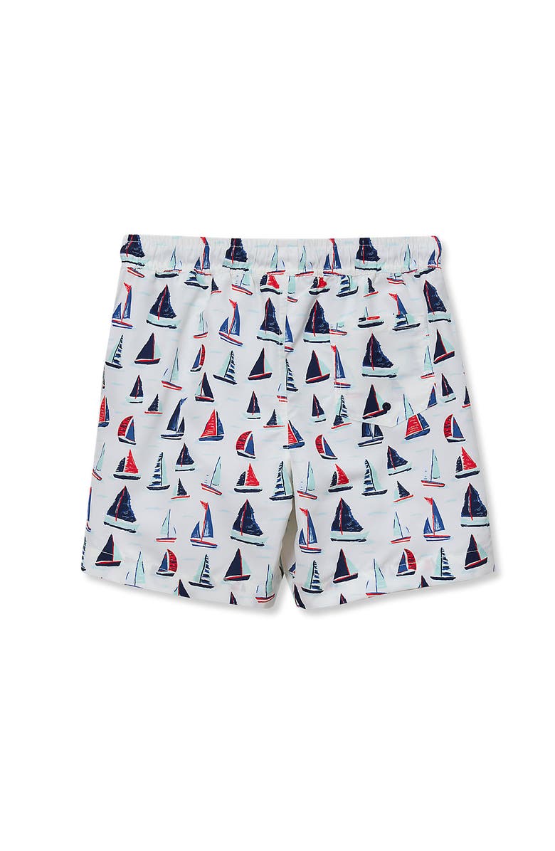 Lands' End Boys Print Swim Trunks, Alternate, color, Sailboats/White