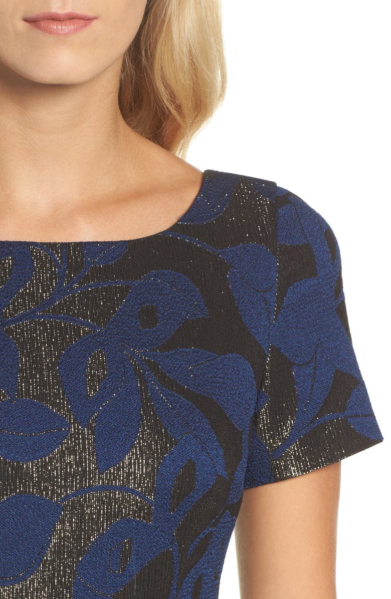 Adrianna Papell Metallic Jacquard Sheath Dress, Alternate, color, 